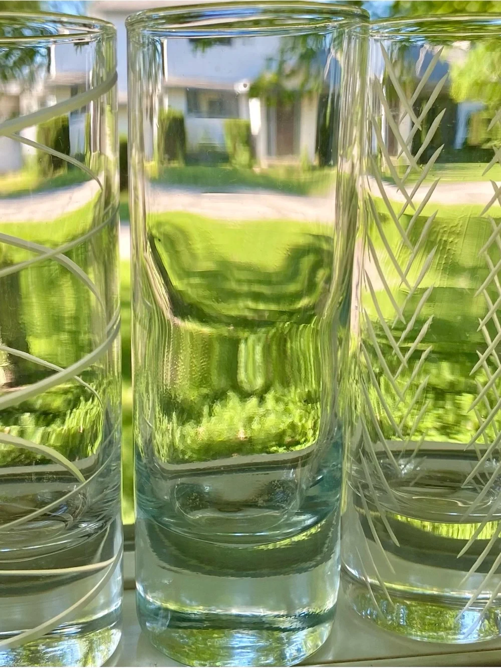 Clear Etched Highball Glasses - Set of 8